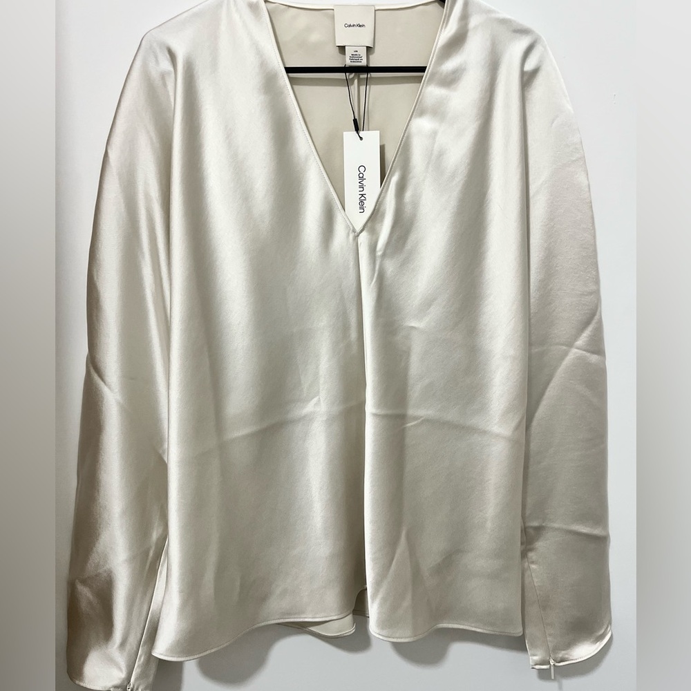 Satin V-Neck Blouse - Picture 10 of 12